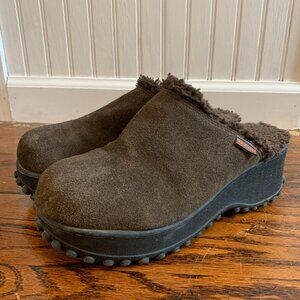 Rocket Dog Brown Suede Faux-Fur Clog Mules